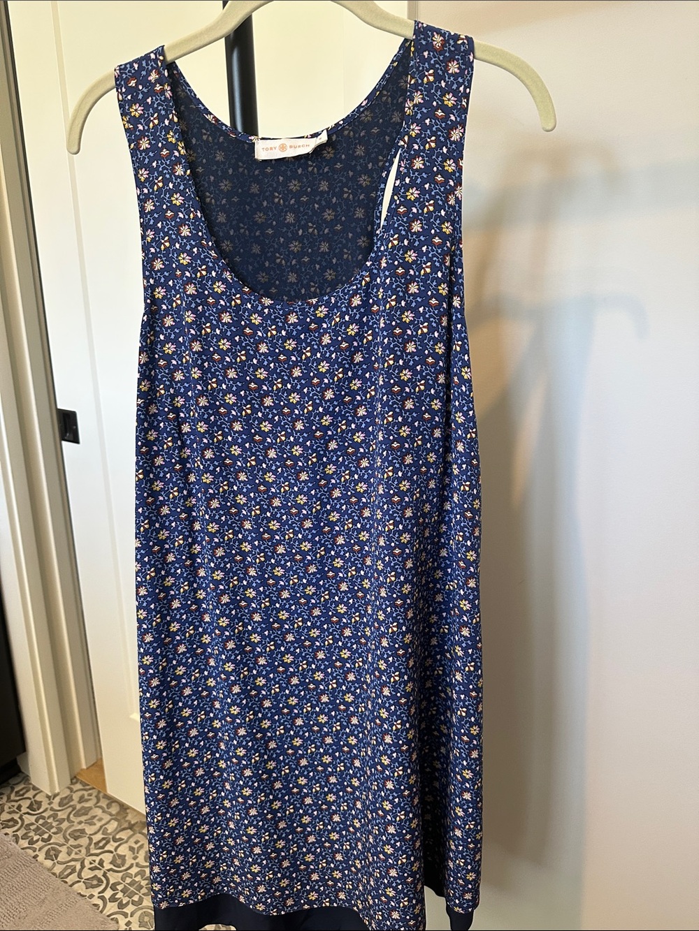 Tory Burch 100% silk Blue Floral Tank Dress
